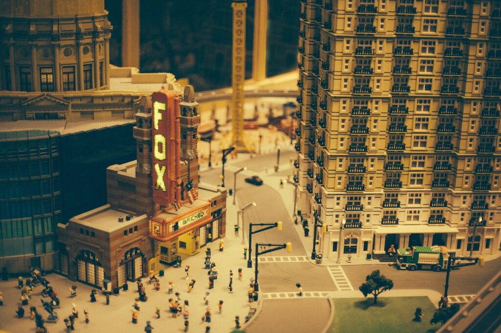 lego, legoland, toys, downtown, atlanta, fox theatre, model, town, play, city, brown city, brown theater, brown lego, lego, lego, lego, lego, lego, atlanta